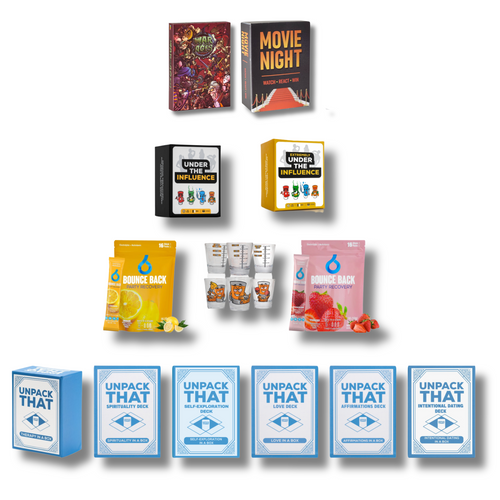 SNC Mega Bundle – 10 Games + 6 Shot Glasses + Bounce Back Party Recovery
