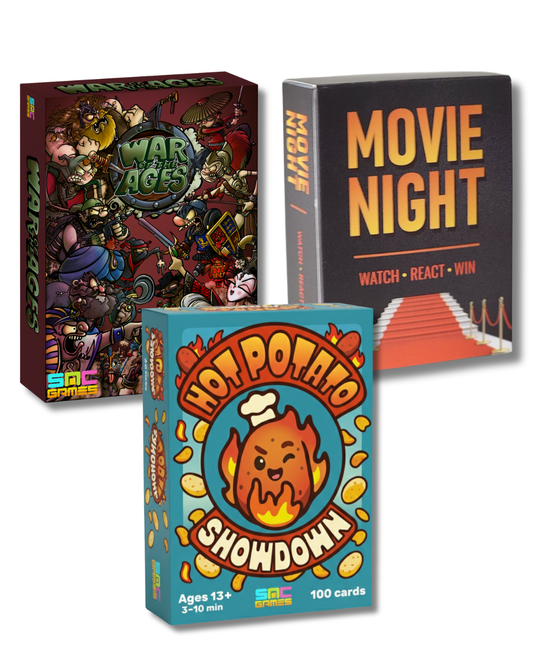 Family Fun Game Bundle | Movie Night, War of the Ages, Hot Potato Showdown